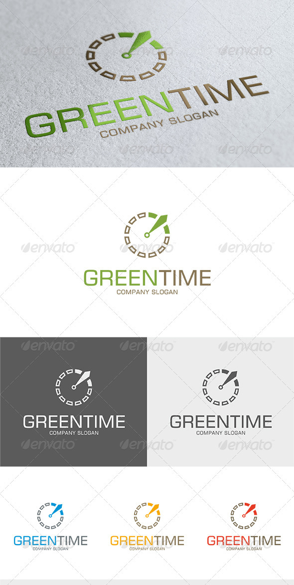 Green Time Logo - Symbols Logo Templates