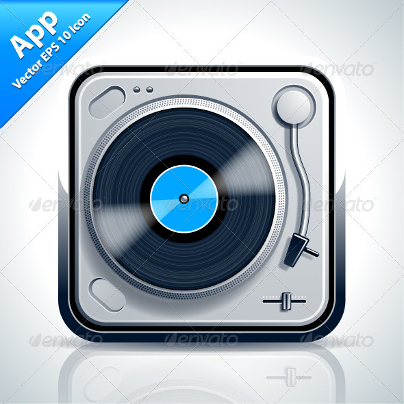 Turntable Musical App Icon - Web Elements Vectors