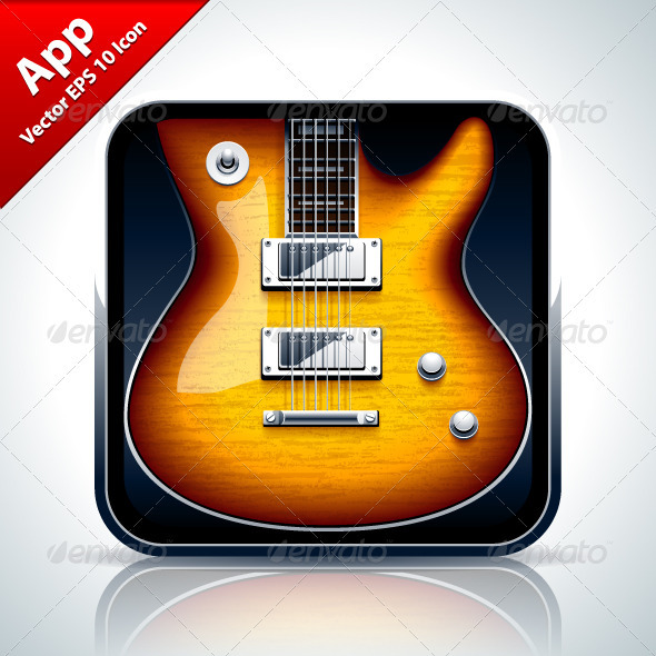 Guitar Musical App Icon - Web Elements Vectors