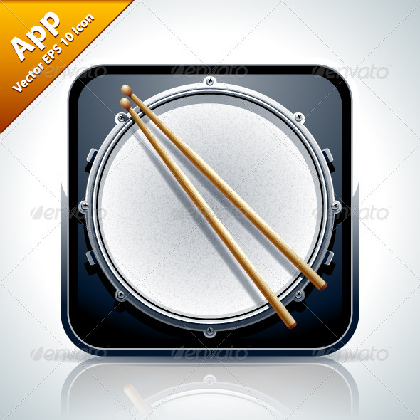 Drum Musical App Icon - Web Elements Vectors