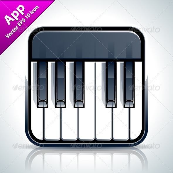 Piano Musical App Icon - Vectors