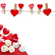 Clothespins with red hearts on rope and red gift box with roses isolated on white background - PhotoDune Item for Sale