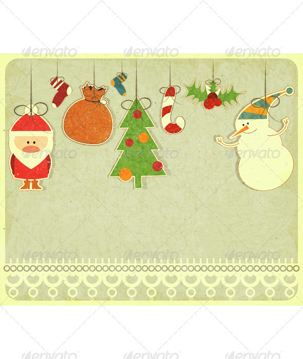 Old Christmas Postcard with Christmas-tree Decorat - Christmas Seasons/Holidays