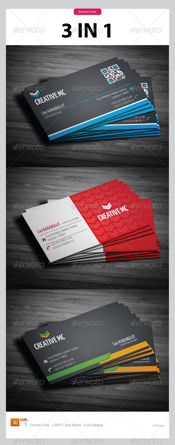Business Card 3 in 1 - Creative Business Cards