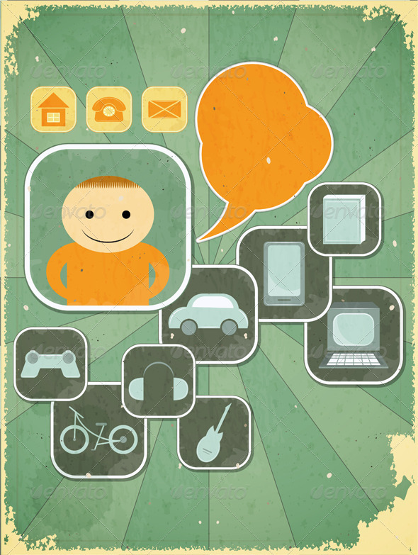 Retro Infographics Card - Conceptual Vectors