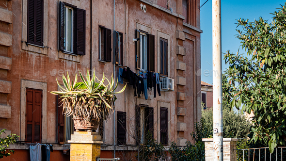 Clothes hanging in the Garbatella district, Rome