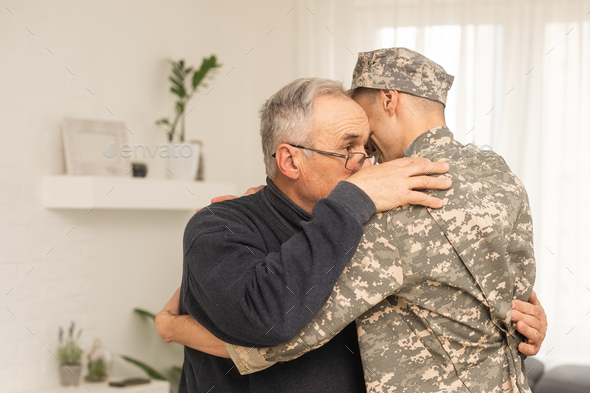 an elderly father and a military son