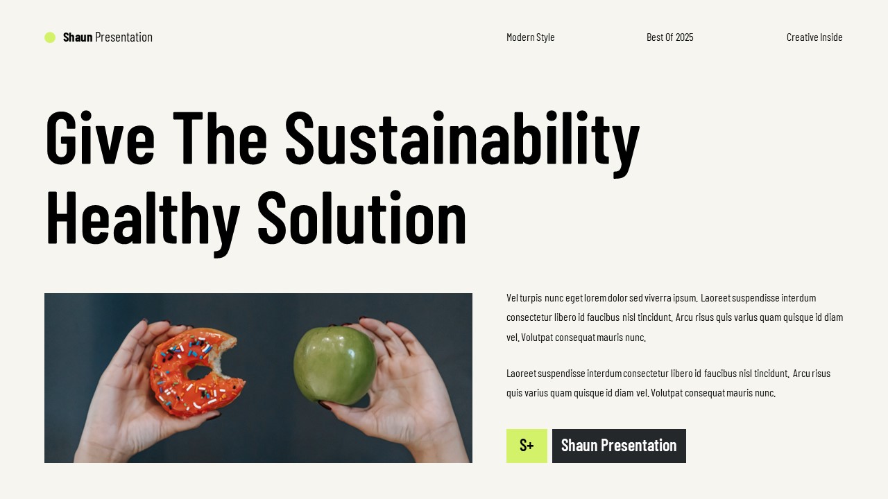 SHAUN - Healthy Food Key Presentation Templates, Presentation Templates