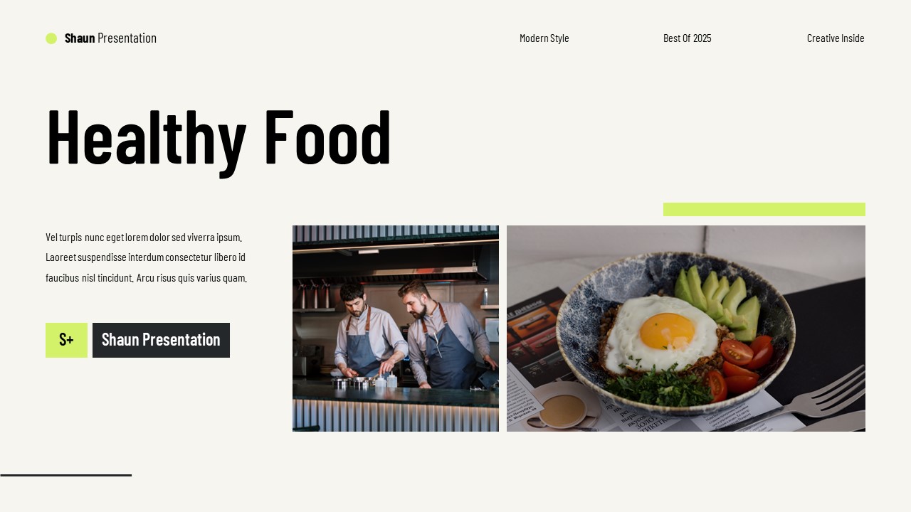 SHAUN - Healthy Food Key Presentation Templates, Presentation Templates