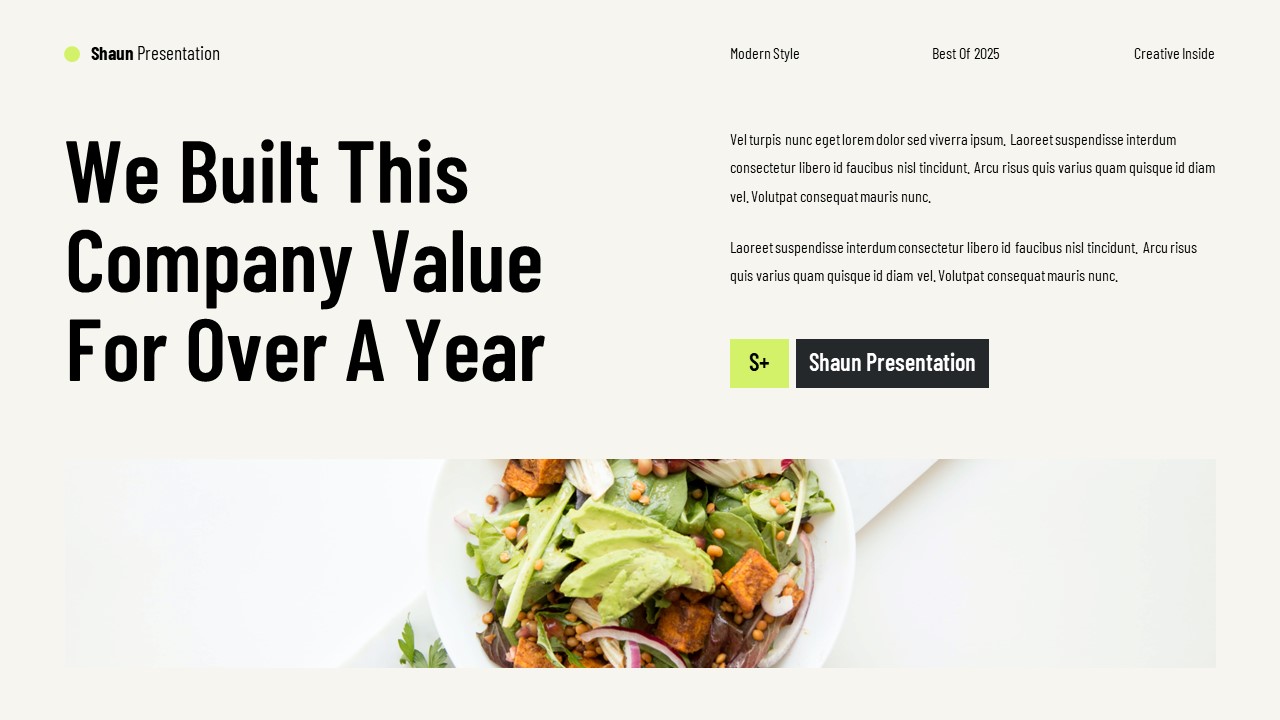 SHAUN - Healthy Food Key Presentation Templates, Presentation Templates