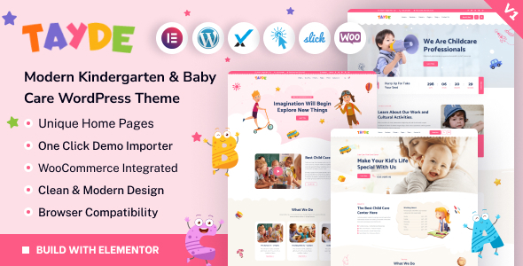 Tayde - Modern Kindergarten & Baby Care WordPress Theme