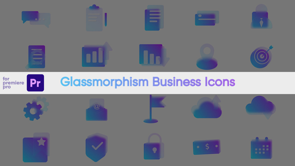 Glassmorphism Business Icons