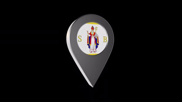 3d Animation Map Navigation Pointer With Flag Of Dubrovnik (Croatia) With Alpha Channel - 2K alt