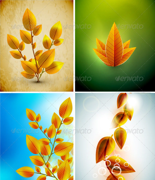 Vector Autumn Leaves Backgrounds - Seasons Nature