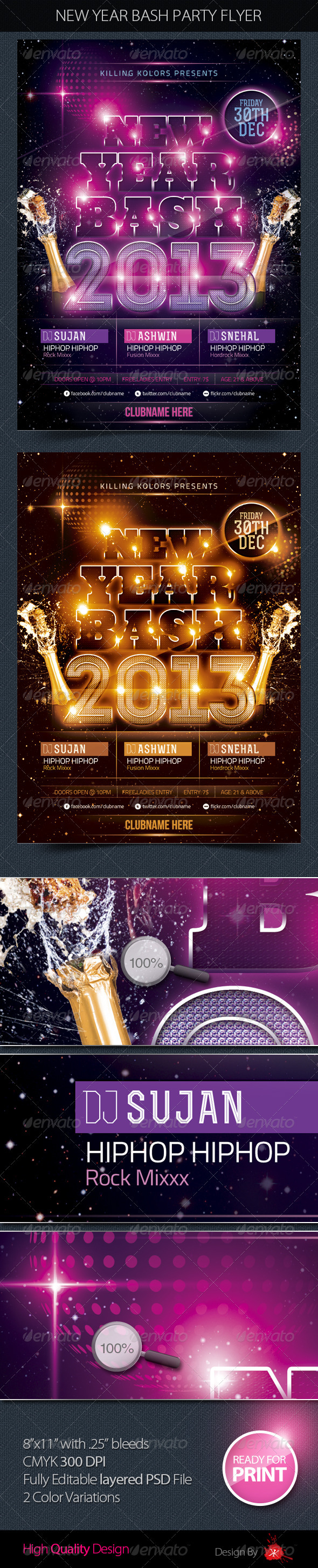 New Year Bash Party Flyer - Clubs & Parties Events