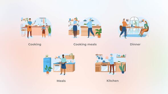 Cooking meals - Flat concepts