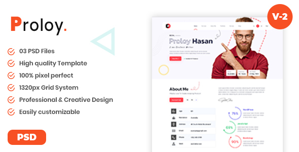 Proloy - Personal Portfolio/CV PSD Template