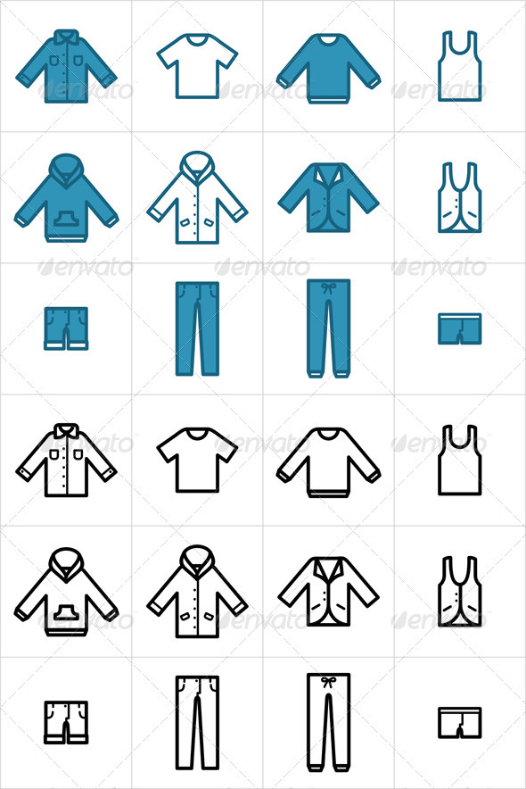 Clothing Icons Set 1 - Man-made objects Objects