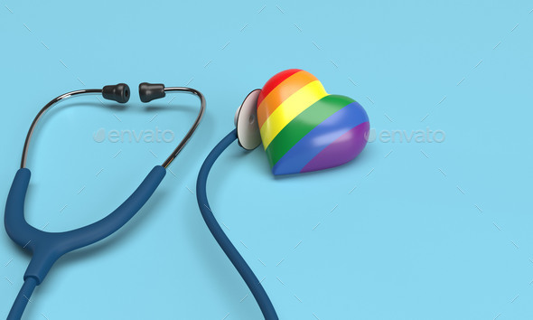 Stethoscope check up heart love rainbow colorful copy space symbol decoration world health care day