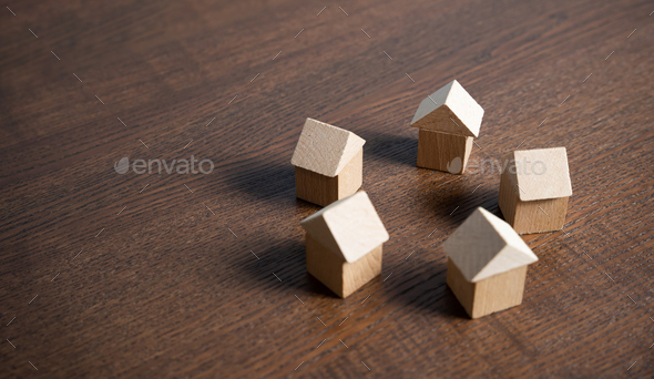 Circle of houses figures. Community of homeowners.  - Stock Photo - Images