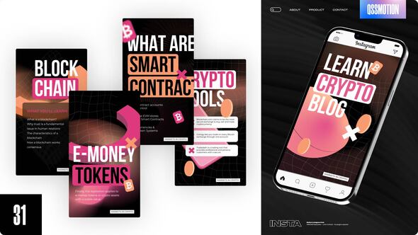 Crypto Blog Instagram Stories Video Displays template preview