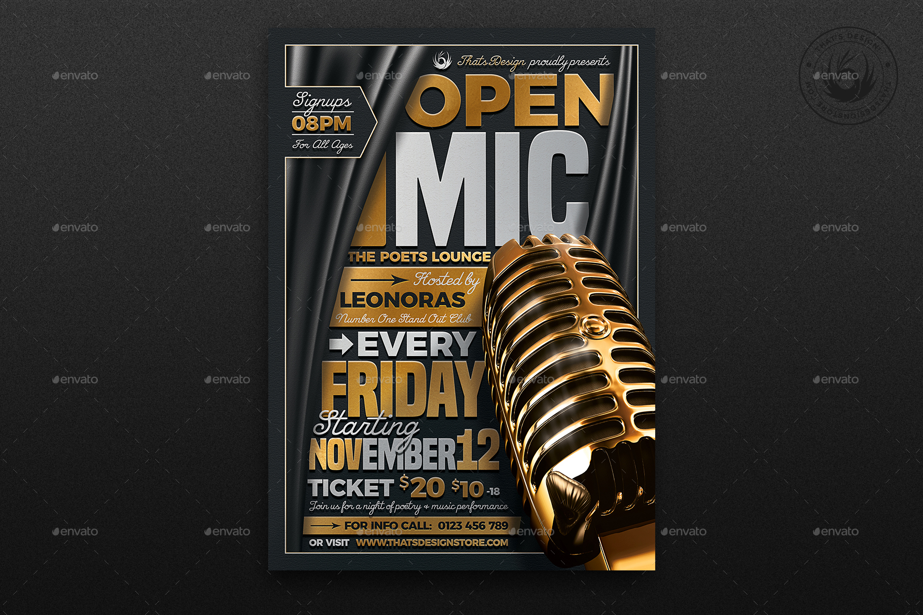 Open Mic Flyer Template, Print Templates | GraphicRiver