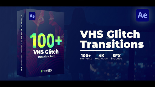 VHS Glitch Transitions Elements template preview