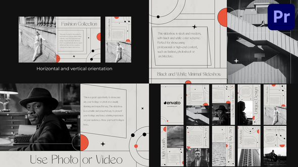 Black and White Minimal Slideshow | Premiere Pro MOGRT