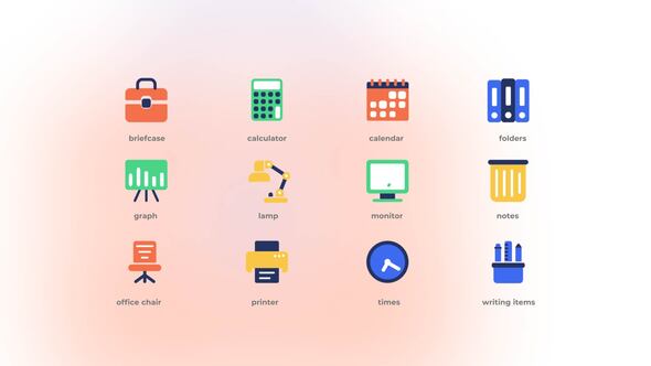 Office Supplies - Flat Icons