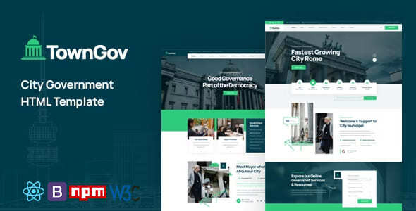 Incredible Towngov - City Government React Template