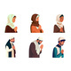 Set Vector Illustration of Muslim People Praying