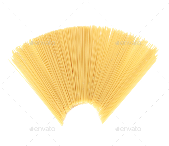 Pile of dry spaghetti noodles isolated on a white background Stock