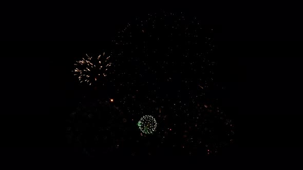 Many flashing colorful fireworks in event amazing with black background celebrate New Year. alt