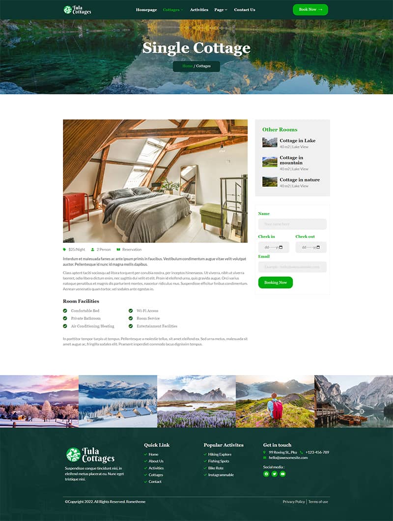 Tula - Nature Cottages Elementor Template Kit by Rometheme | ThemeForest