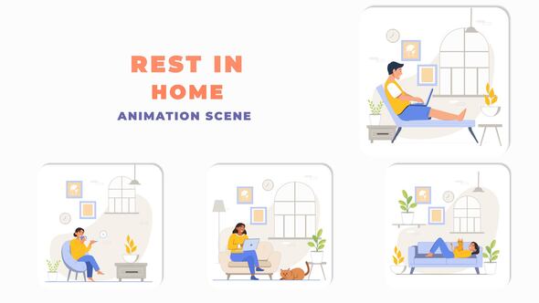Rest In Home Animation Scene After Effects Template