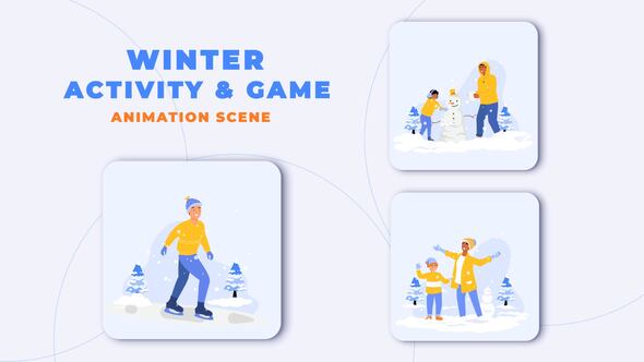 Winter Activity Game Animation Scene After Effects Template