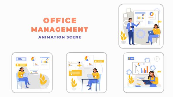 Office Management Animation Scene After Effects Template