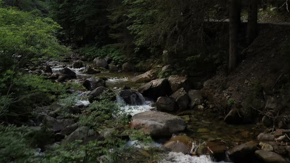 Aerial View On Demianitza River In Pirin Mountain alt