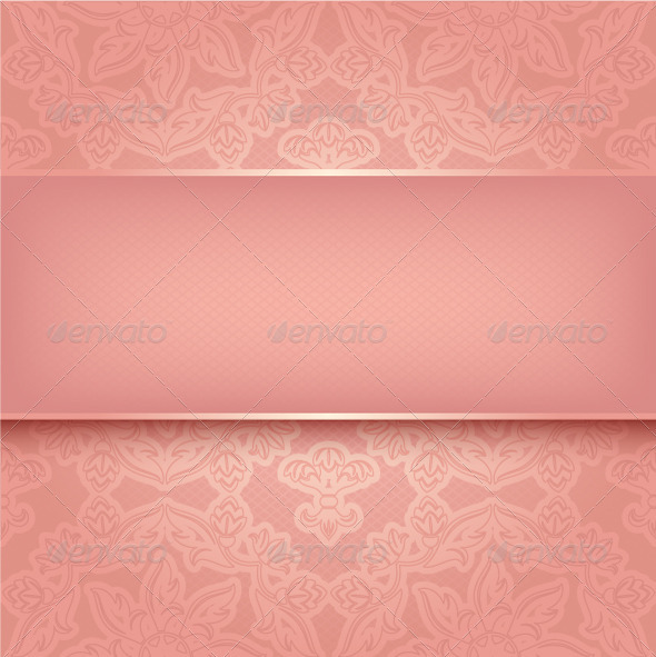 Lace on Background. Ornamental Pink Greeting Card - Backgrounds Decorative