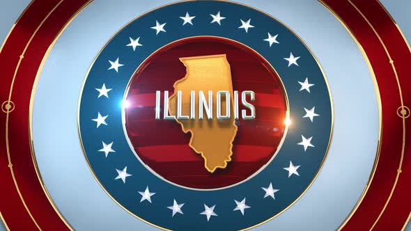Illinois United States of America State Map with Flag 4K