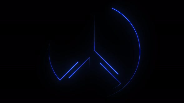 Peace Blue Symbol Neon Abstract Animation