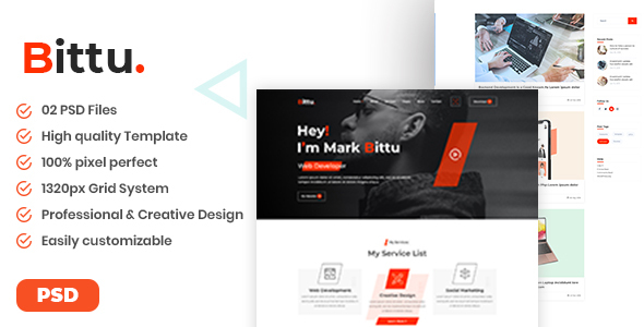 Bittu - Personal Portfolio/CV/Resume PSD Template