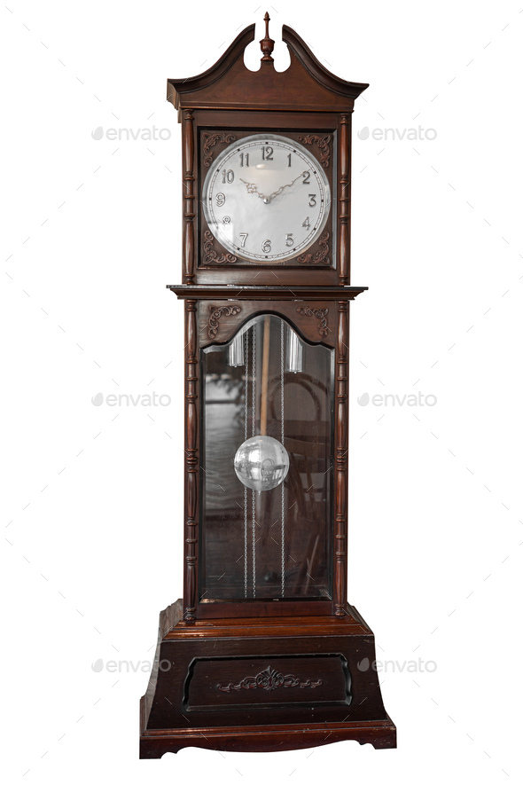 Grandfather Clock. old wooden tall large home clock vintage style