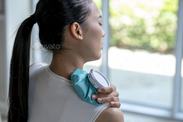 Woman shoulder pain - Stock Photo - Images