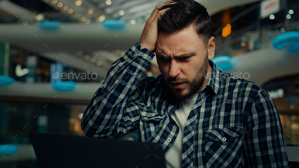 Disappointed depressed sad businessman freelancer caucasian man has ...