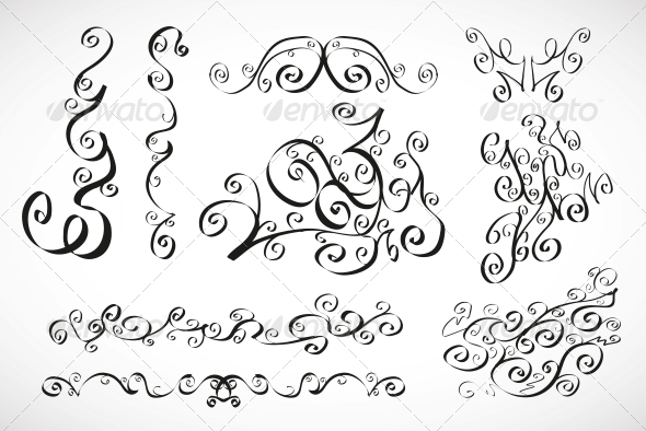 Vector Calligraphic Design Elements - Smooth Floral - Flourishes / Swirls Decorative