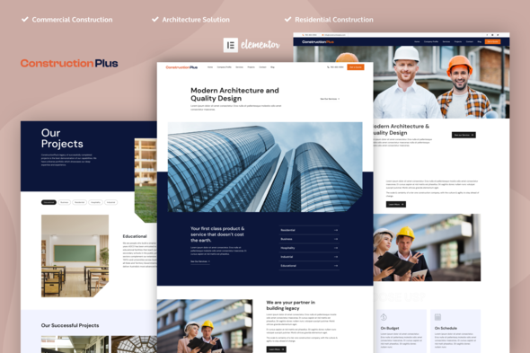 Construction Plus - Construction Elementor Pro Template Kit