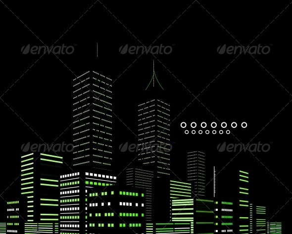 Night Modern City Vector Abstract Background - Backgrounds Decorative