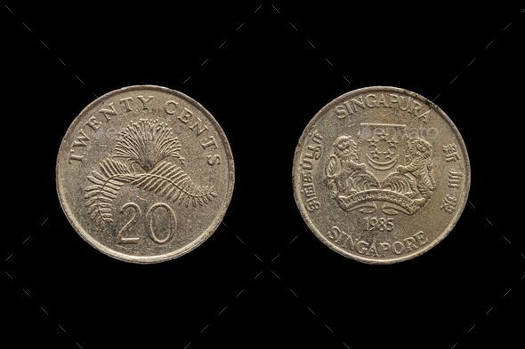 Singapore dollar coins. Cent denomination - Stock Photo - Images