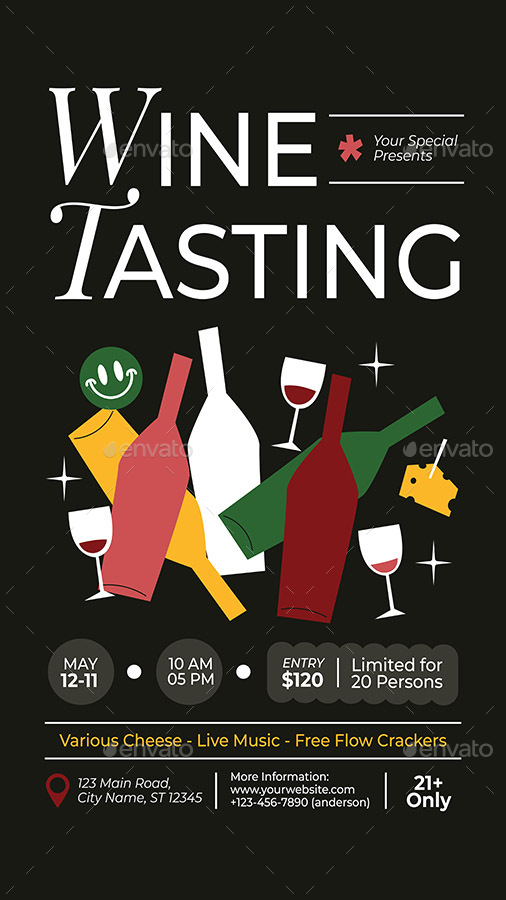 Wine Event Flyer Set, Print Templates | GraphicRiver